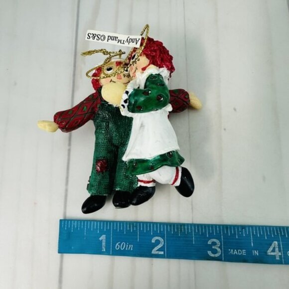 Vintage Raggedy Ann & Andy Dancing Christmas Tree Ornament 1998 Green & Red - Picture 7 of 9